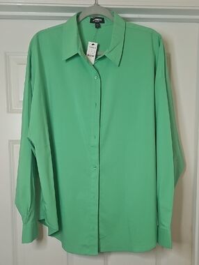Express Mint Green Button-Up Shirt